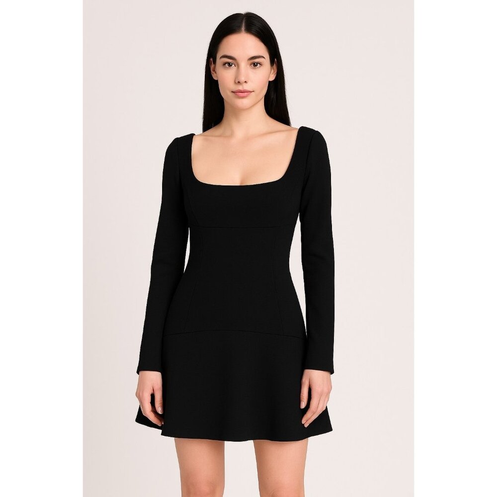 A.L.C. Heidi Dress Size 8 Black Long Sleeve Fit Flare Dress Party Cocktail NEW